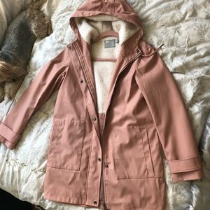 ASOS Blush pink premium rain coat w fleece lining